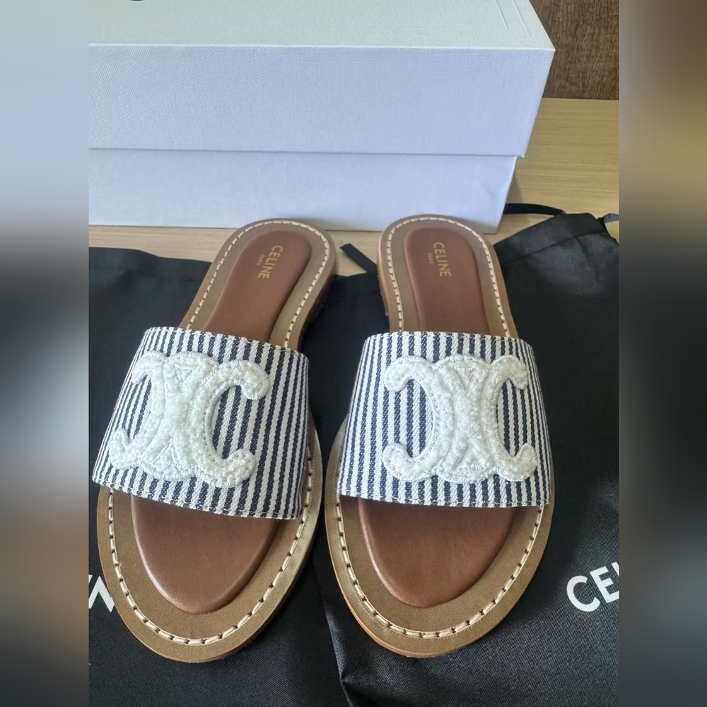 Celine Triomphe Slide Sandals